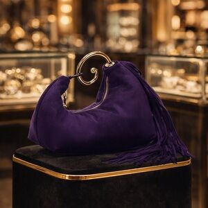 ✨ Retro Unique and Jazzy Royal Purple Vegan Suede Handbag ✨